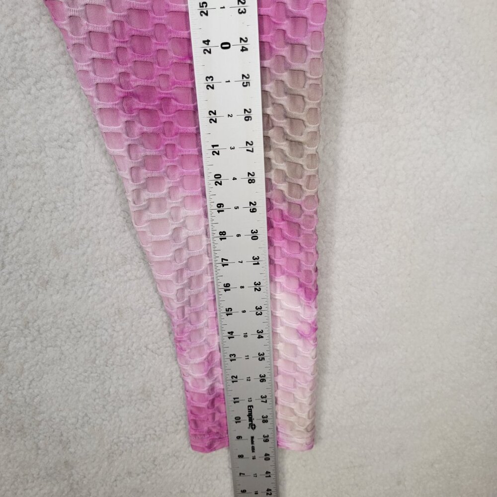 Bae City Pink Tie Dye Scale Pull On Bubble Butt Tik Tok Loungewear Leggings - Picture 9 of 16